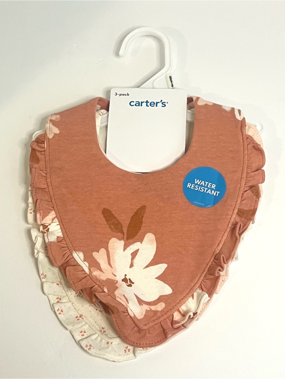 Carter's Rust Pink Floral Ruffle Bib Set
